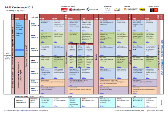 LAST 2013 schedule grid